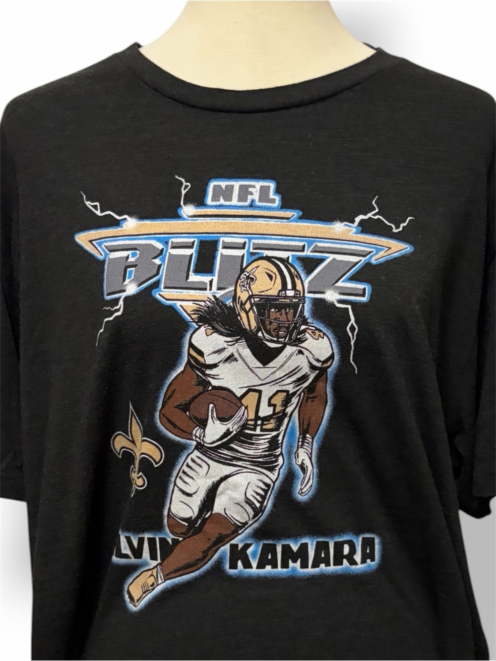 Homage NFL Blitz Saints Alvin Kamara Heather Dark Grey XXL